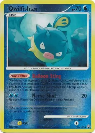 Qwilfish Reverse Holo Pokemon card from Secret Wonders