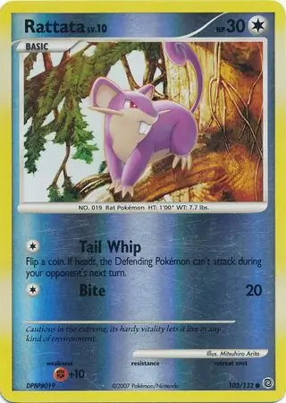 Rattata Reverse Holo Pokemon card from Secret Wonders