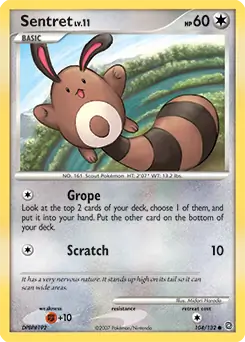 Sentret Pokemon card from Secret Wonders