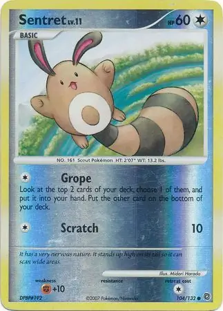 Sentret Reverse Holo Pokemon card from Secret Wonders