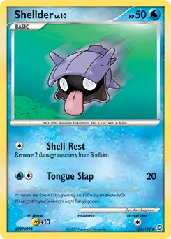 Shellder Pokemon card from Secret Wonders