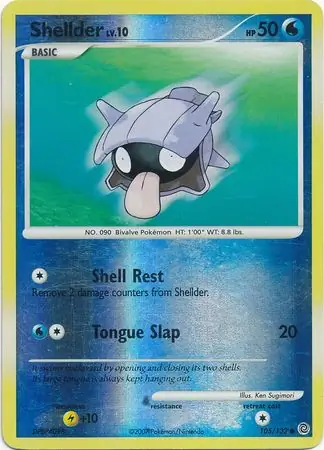 Shellder Reverse Holo Pokemon card from Secret Wonders
