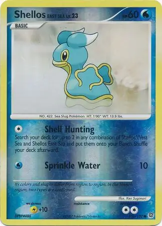 Shellos East Sea Reverse Holo Pokemon card from Secret Wonders