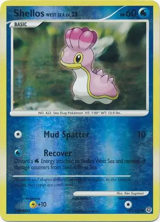 Shellos West Sea Reverse Holo Pokemon card from Secret Wonders
