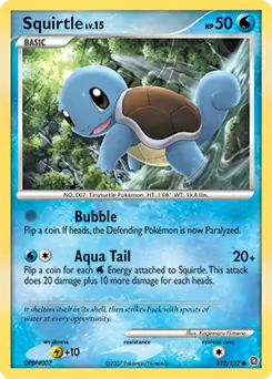 Squirtle Pokemon card from Secret Wonders