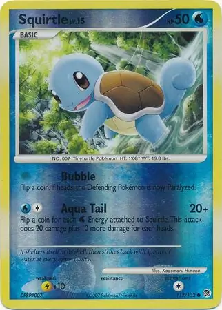 Squirtle Reverse Holo Pokemon card from Secret Wonders