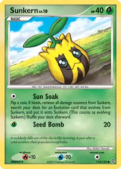 Sunkern Pokemon card from Secret Wonders