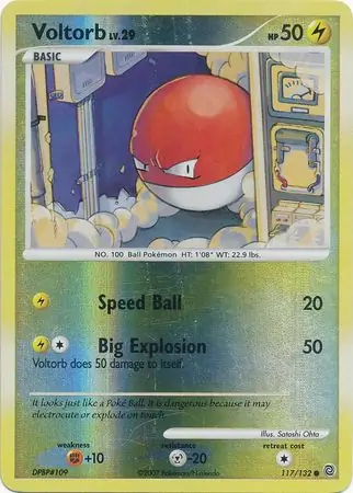 Voltorb Reverse Holo Pokemon card from Secret Wonders