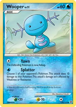 Wooper Pokemon card from Secret Wonders