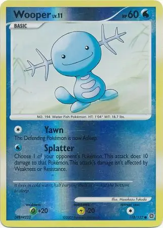Wooper Reverse Holo Pokemon card from Secret Wonders