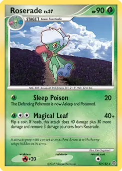 Roserade Holo Pokemon card from Secret Wonders