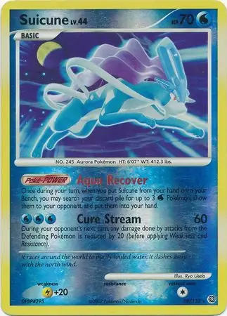 Suicune Reverse Holo Pokemon card from Secret Wonders