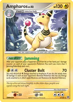 Ampharos Holo Pokemon card from Secret Wonders