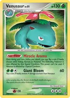 Venusaur Holo Pokemon card from Secret Wonders