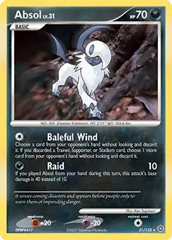 Absol Pokemon card from Secret Wonders