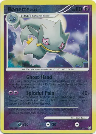 Banette Reverse Holo Pokemon card from Secret Wonders
