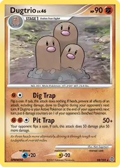Dugtrio Pokemon card from Secret Wonders