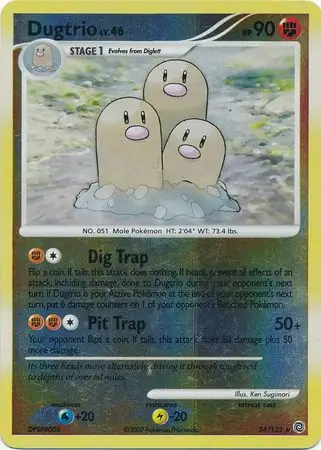 Dugtrio Reverse Holo Pokemon card from Secret Wonders