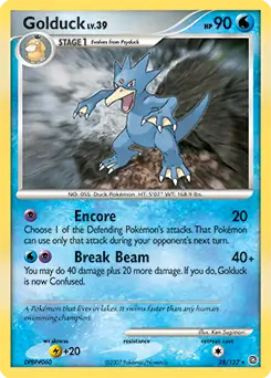 Golduck Pokemon card from Secret Wonders