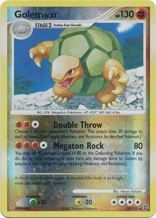 Golem Reverse Holo Pokemon card from Secret Wonders