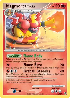 Magmortar Pokemon card from Secret Wonders