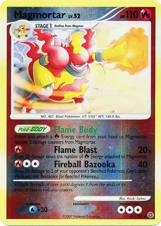 Magmortar Reverse Holo Pokemon card from Secret Wonders