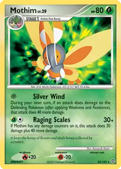 Mothim Pokemon card from Secret Wonders