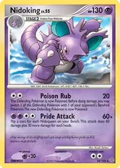 Nidoking Pokemon card from Secret Wonders