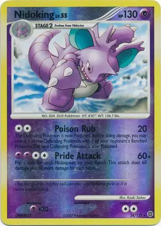 Nidoking Reverse Holo Pokemon card from Secret Wonders