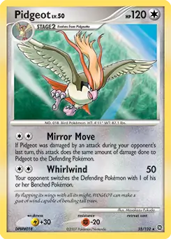 Pidgeot Pokemon card from Secret Wonders