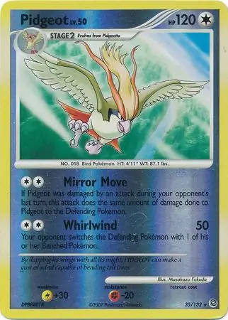 Pidgeot Reverse Holo Pokemon card from Secret Wonders