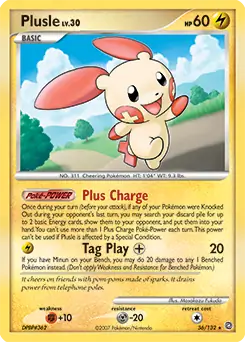 Plusle Pokemon card from Secret Wonders