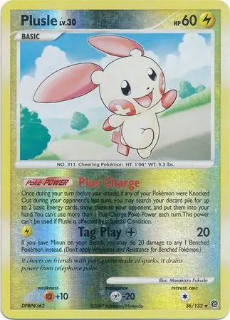 Plusle Reverse Holo Pokemon card from Secret Wonders