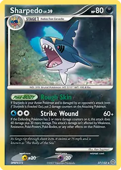 Sharpedo Pokemon card from Secret Wonders