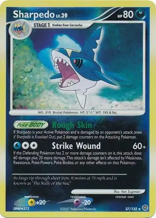 Sharpedo Reverse Holo Pokemon card from Secret Wonders