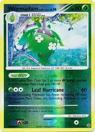 Wormadam Plant Cloak Reverse Holo Pokemon card from Secret Wonders