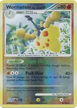 Wormadam Sandy Cloak Reverse Holo Pokemon card from Secret Wonders
