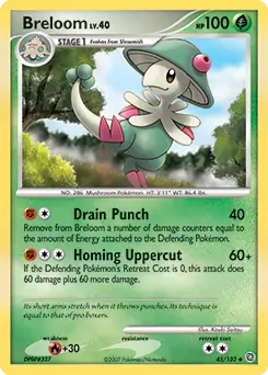 Breloom Pokemon card from Secret Wonders