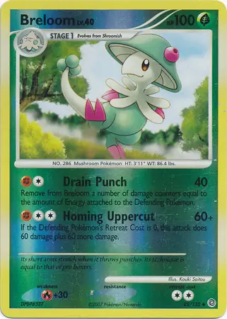 Breloom Reverse Holo Pokemon card from Secret Wonders