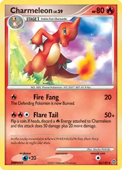 Charmeleon Pokemon card from Secret Wonders