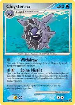Cloyster Pokemon card from Secret Wonders