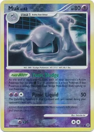 Muk Reverse Holo Pokemon card from Secret Wonders