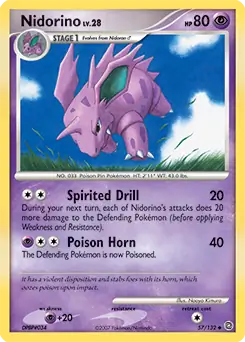 Nidorino Pokemon card from Secret Wonders
