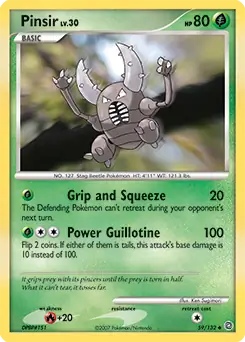 Pinsir Pokemon card from Secret Wonders
