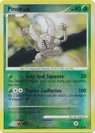 Pinsir Reverse Holo Pokemon card from Secret Wonders