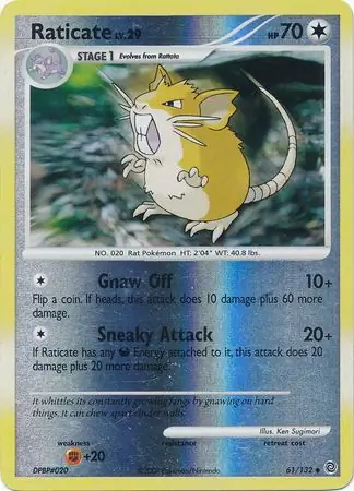 Raticate Reverse Holo Pokemon card from Secret Wonders