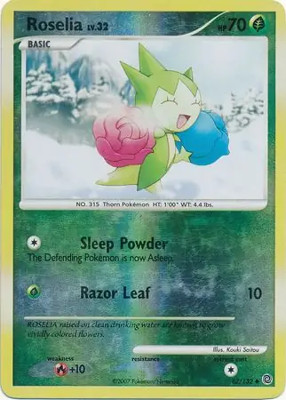 Roselia Reverse Holo Pokemon card from Secret Wonders