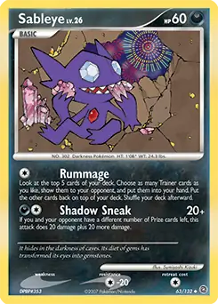 Sableye Pokemon card from Secret Wonders