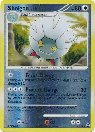Shelgon Reverse Holo Pokemon card from Secret Wonders