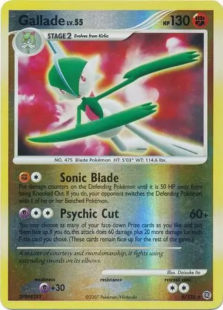 Gallade Reverse Holo Pokemon card from Secret Wonders